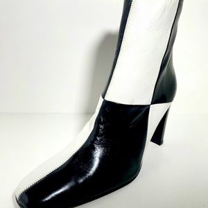 Sergio Zelcer Size 8.5 black and white checkered heeled boots